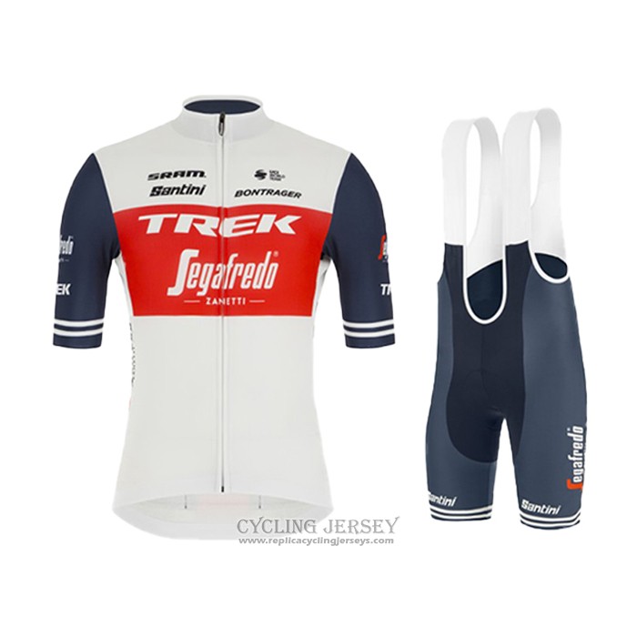 2021 Cycling Jersey Trek Segafredo White Deep Blue Short Sleeve And Bib Short
